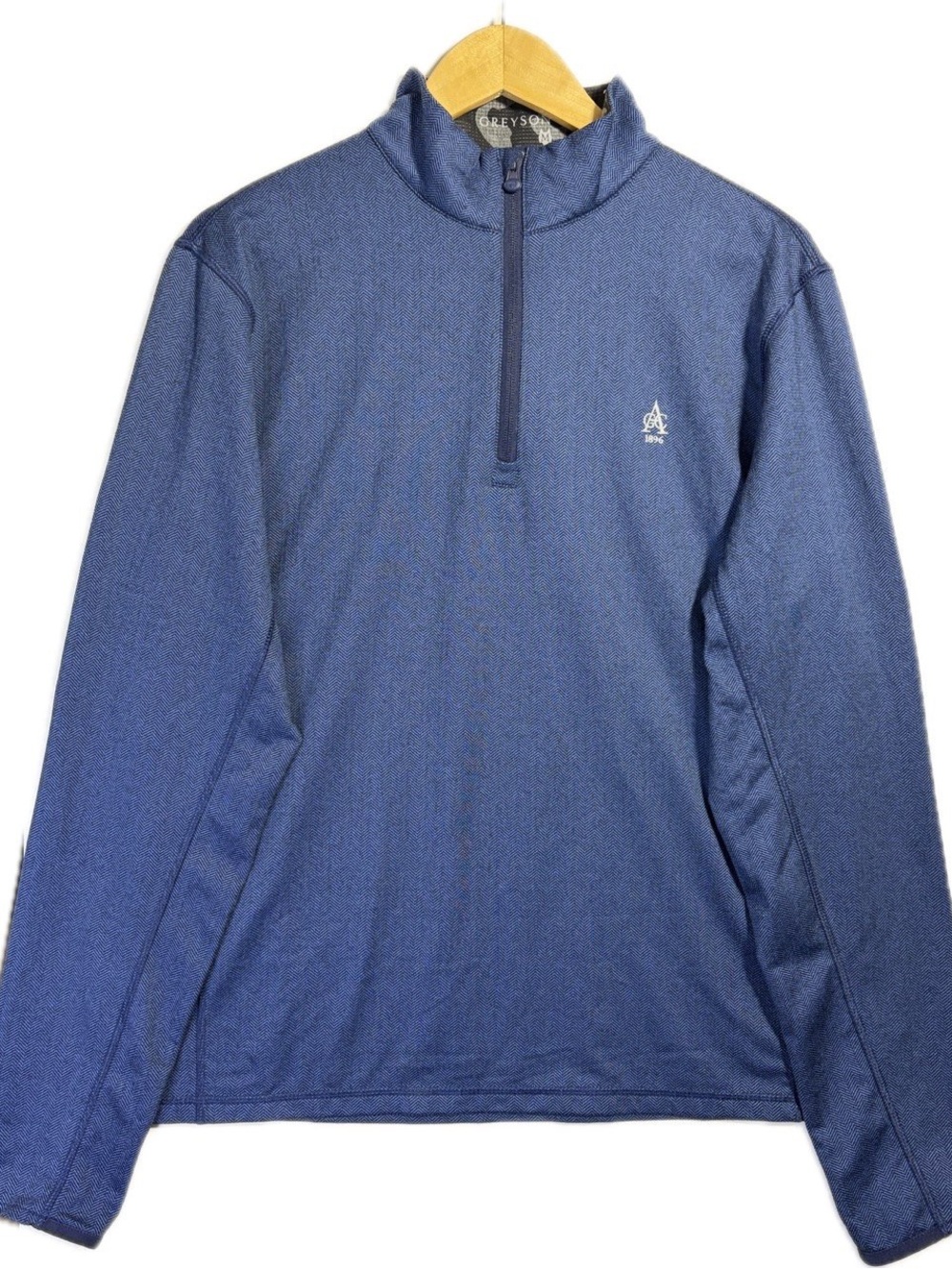 Greyson Tate Herringbone Quarter-Zip Pullover Navy Blue M